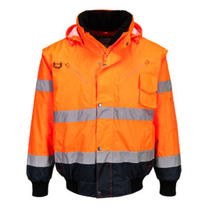 Jachetă Bomber 3 în 1 cu contrast Hi-Vis