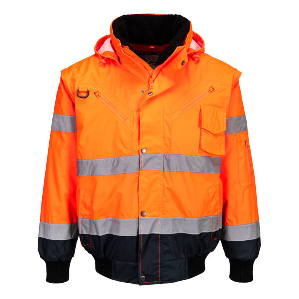 Jachetă Bomber 3 în 1 cu contrast Hi-Vis