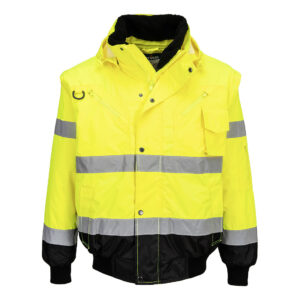 Jachetă Bomber 3 în 1 cu contrast Hi-Vis