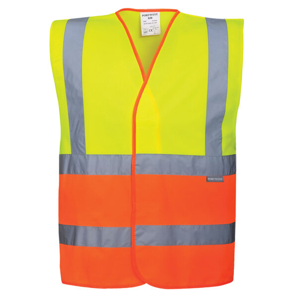 Vesta cu bandă Hi-Vis și bretele contrastante